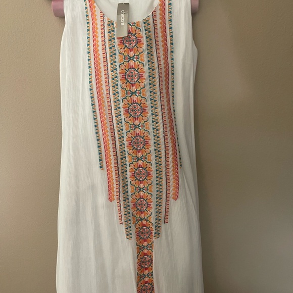 Chicos NWT embroidery trim, maxi dress size 1 petite - Picture 3 of 4